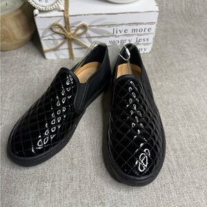 NWT Geox Respira Black Patent Quilted Slip-On Sneakers – Youth 3.5 / EU 35